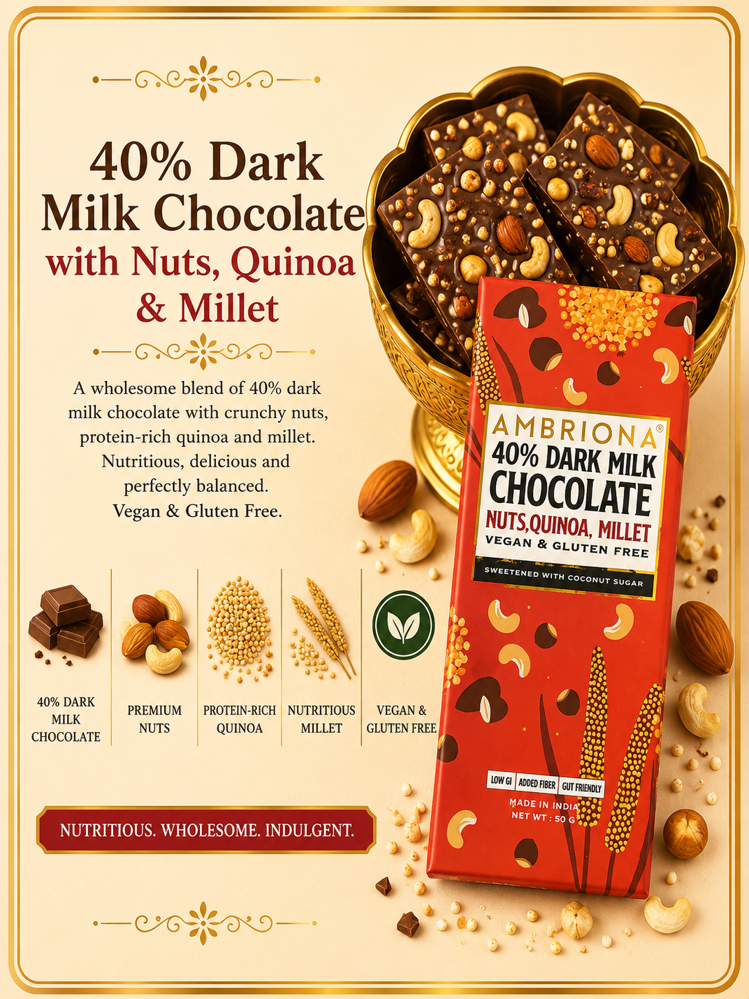 40% Dark Milk, Nuts, Quinoa & Millet
